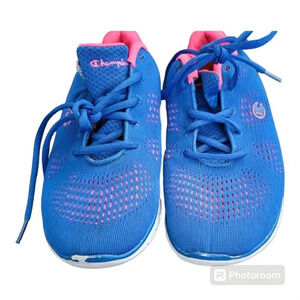 Champion Womens Size 7.5 Blue Pink Lace Up Athletic Sneakers